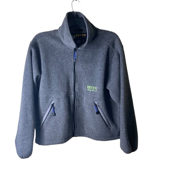 Eddie Bauer Ebtek Outdoor Fleece Jacket Men Size Large Long Sleeve Full Zip Gray - Picture 1 of 7